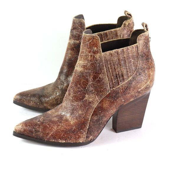 EC Donald J. Pliner Factory Distressed Cowboy Western Leather Booties - Picture 4 of 9